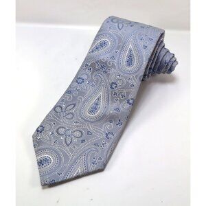 FEDERICO BERTARELLI Silk Tie Made in Italy Blue Paisley Floral Necktie Formal